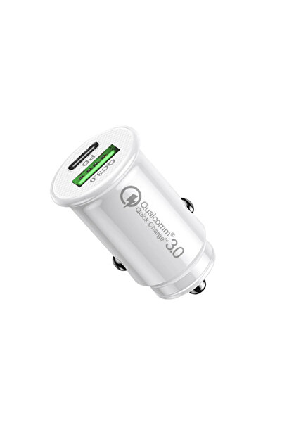Choice شاحن سيارة أبيض مزدوج بمنفذي USB، بقوة 48 واط، شحن سريع، منفذ USB-C PD، مقبس ولاعة سجائر، مناسب لأجهزة iPhone و Hu...