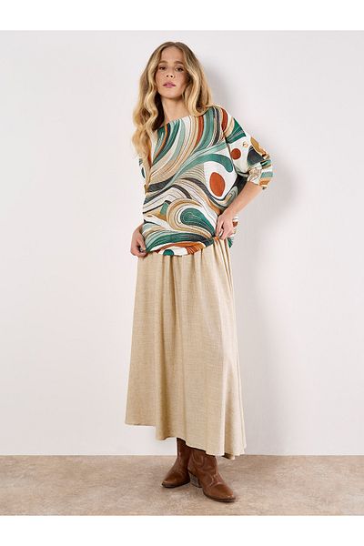 Apricot Schimmerndes Stricktop mit Swirl-Print