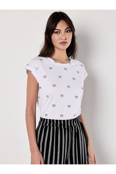 Apricot T-Shirt mit Schleifenprint