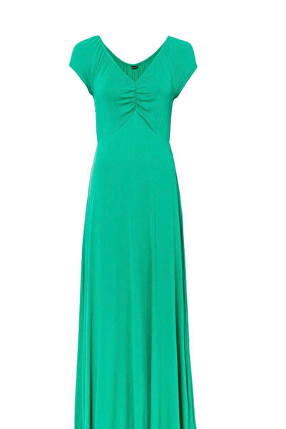 ELEGANT'S Stretchy Maxi Size Plus Size Green Women's Dress