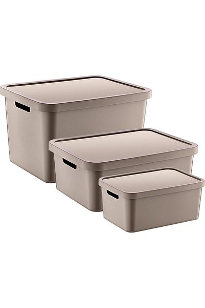 Mena Rise Şirinshop Set of 3 Stafi Box with Lid Terra (4,5-12-18 Lt) 1108107