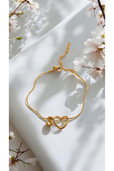 AKSESUARIM Women's Heart Steel Letter Bracelet