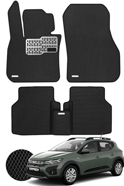 TORPEDO Dacia Sandero Stepway 2021 ve Sonrası Uyumlu Hücreli Premium Eva Paspas Seti Tam Set Paspas Siyah