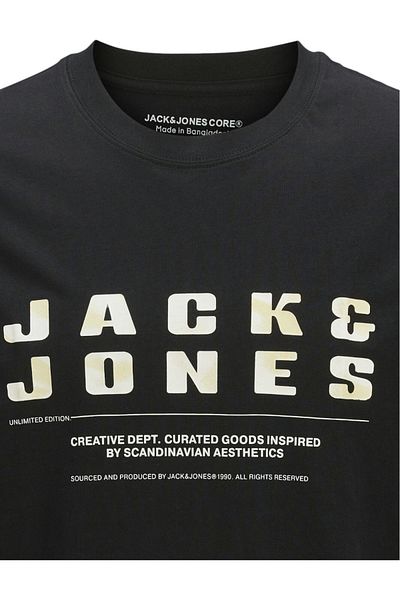 Jack & Jones Tricou JACK & JONES Επαναφορτιζόμενη Μπροστινή Επωνυμία JNR - 12274730-Μαύρο