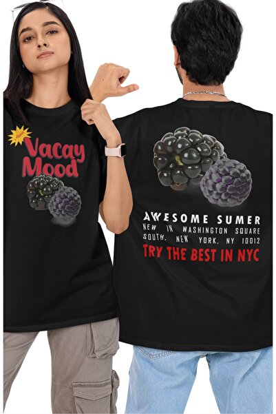 Fuddy Moda Tricou oversize cu imprimeu pe spate Vacay Mode, tricou unisex cu ...