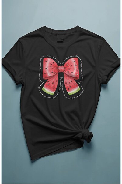 Fuddy Moda Μπλουζάκι Unisex με κορδέλα καρπούζι με στάμπα, μπλουζάκι με θέμα ...