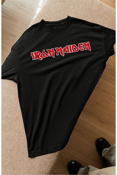 Fuddy Moda Tricou oversize Iron Maiden cu imprimeu pe spate, tricou unisex cu tematică Rock Band