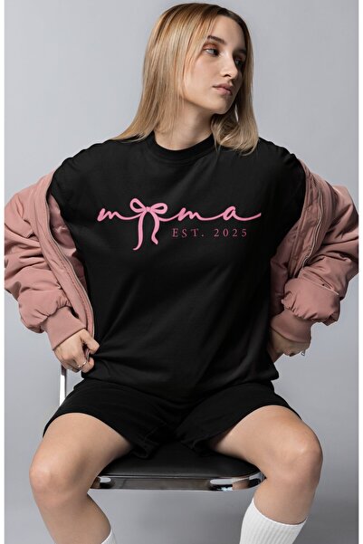 Fuddy Moda Tricou oversize cu imprimeu cu panglică, tricou cu decolteu scris ...