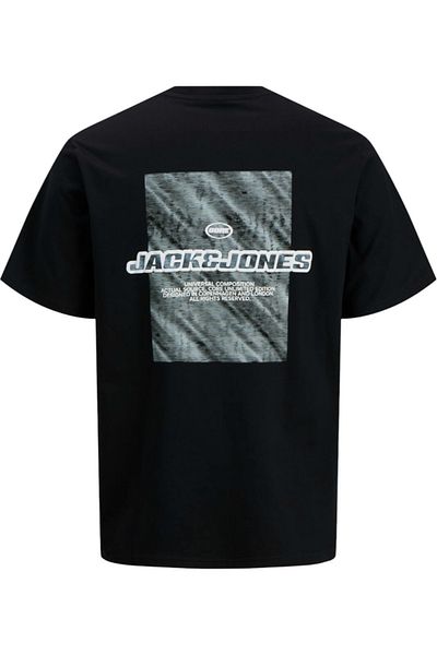 Jack & Jones Tricou JACK & JONES Lido AOP Πίσω Στάμπα - 12276629-Μαύρο