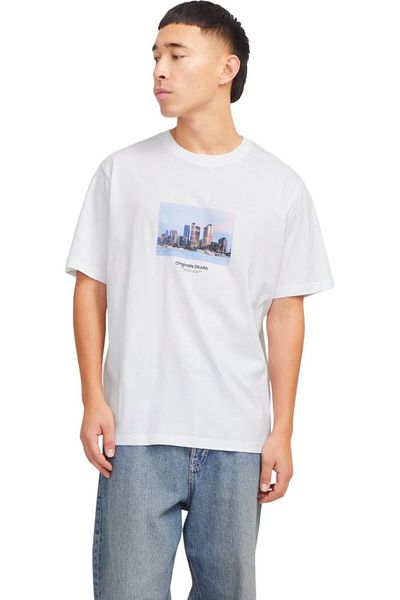 Jack & Jones Tricou JACK & JONES Vesterbro Picture Άνοιξη/Καλοκαίρι 2025 - 12250421-Φωτεινό Λευκό