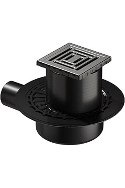 NETWORK ART Vitra V-Flow Square 5607314 Insulated Shower Drain, Side Outlet, 10X10 Cm, Dk 800 Cover, Matte Chrome