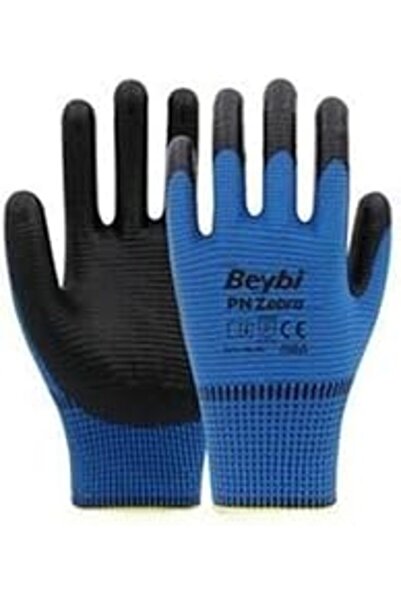 Beybi Nitril Mavi-siyah Zebra Işçi Eldiveni 12 Çift