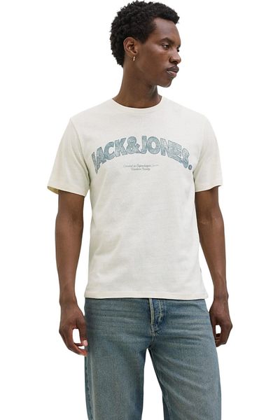 Jack & Jones Tricou JACK & JONES Almeria Bold Branding - 12276962-Antique White