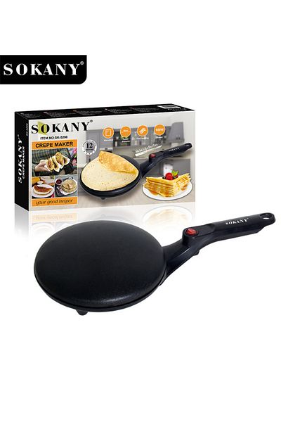 SOKANY Crepe Maker, Non Stick, 20cm Electric Pancake Maker with Batter Spreader SK-5208 Black