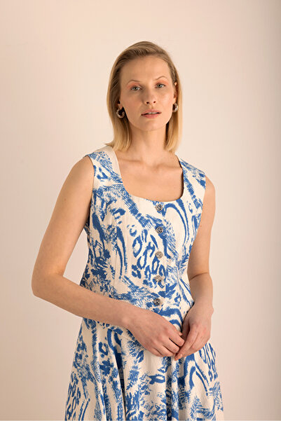 Aker Desenli Viscon Keten Yelek