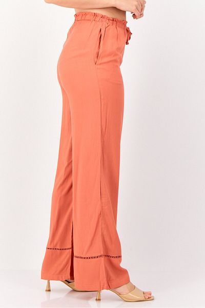 Hurley Women Regular Fit Textured Wide Leg Pants, Rust