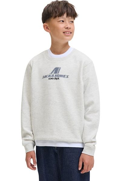 Jack & Jones Μπλούζα Bluza JACK & JONES Tier Print Crew SN JNR - 12284002-Λευκό Μελάντζ