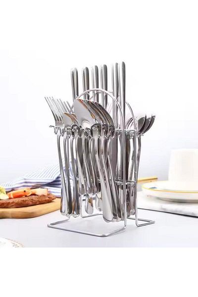 Generic 24-Piece Stainless Steel Cutlery Set, Dishwasher-Safe Kitchen Utensil Set (Knives, Forks And Spoons)
