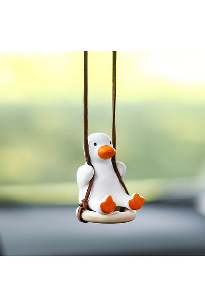 Choice luntai-Duck 1PC Gypsum Cute Anime Car Accessory Swing Duck Pendant Auto Rearview Mirror Ornaments Bi