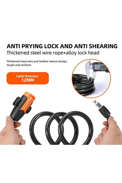 Choice Heavy-Duty Anti-Theft Bike Cable Lock with Key – Universal MTB/Scooter Lock & Holder (2025 New De...