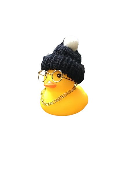 Choice Yellow 1PC cute yellow duck car ornament with black knitted hat and glasses, car decoration, holiday