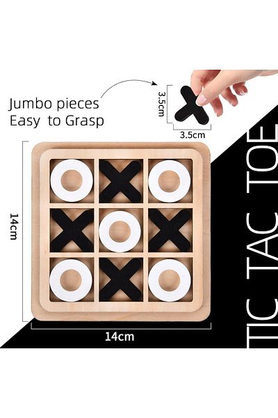 rexa Handmade Wooden XOXO Board Game – Classic Tic-Tac-Toe Strategy Game