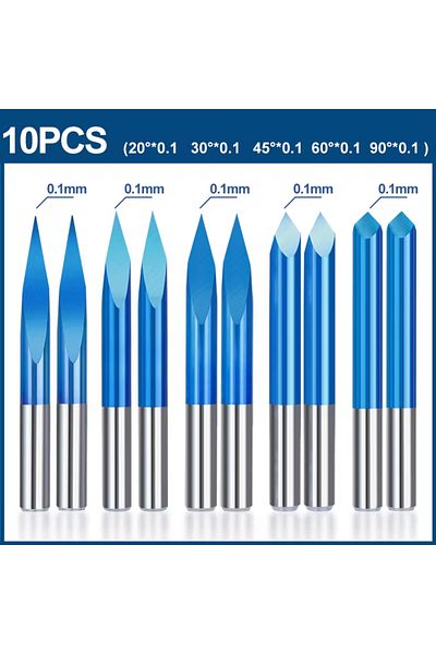 Choice 10pcs Set XCAN 10pcs CNC Engraving Bit 3 Edge Pyramid Milling Cutter 3.175mm Shank 20-90D Carbide En
