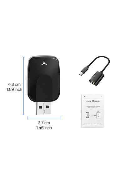 Choice Black Hippcron 2in1 Wired to Wireless Carplay Adapter Android Auto Smart Dongle Plug Play For Audi T