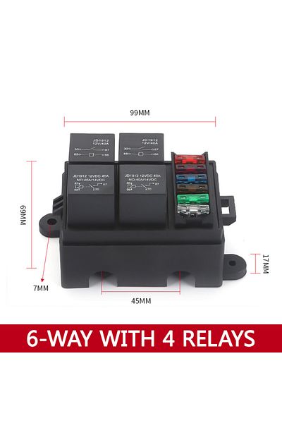 Choice 6 Way with 4 relay Earu Automotive 6-way fuse box with relay box assembly, 12 way 10 way 8 way modif