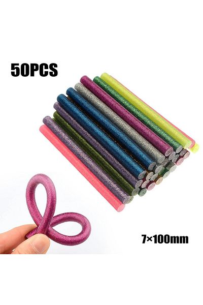 Choice 50Pc Hot GlueSticks High Viscosity Glitter GlueSticks Colored Hot Melt Glue Repair Strip Tool For...