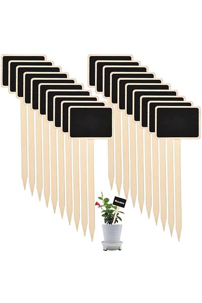 Choice 20pcs 20PCS Rustic Wooden Plant Labels, T-Shaped Garden Signs - Blackboard Message Board, Floor Moun