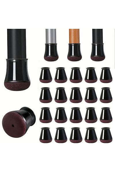 Choice 24 pcs S black 36pcs Small Silicone Chair Leg Cap Socks Felt Anti-Slip Table Floor Feet Cover Furnit