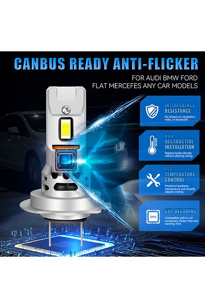 Choice H7 WHITE Drivereyes 1000W Power H7 LED Canbus Car Headlight Bulbs 5570 CSP Chips 6000K Mini Diode 1: