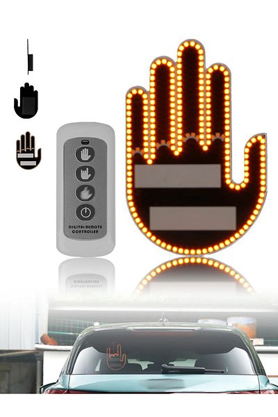 Choice amber Funny With Remote Road Rage Signs Middle Gesture Amber Finger Warning Brake Light Car Accessor