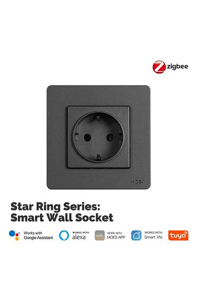 Choice1 Grey EU Socket MOES Tuya ZigBee Smart Socket EU Wall Embedded Outlet Energy Monitor Indicator App R