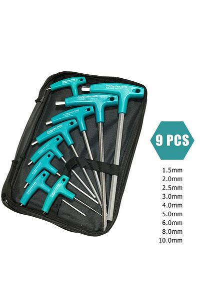 Choice 9Pcs 6/9 Pcs Allen Key Wrench Set - CR-V Forged Hex Screwdriver Kit with T-Handle & Storage Bag for