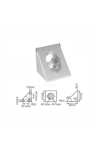 Choice Silver 2020 triangle 4pcs 3D Printer Accessories Triangular Aluminum Blocks Corner Piece Connector 2