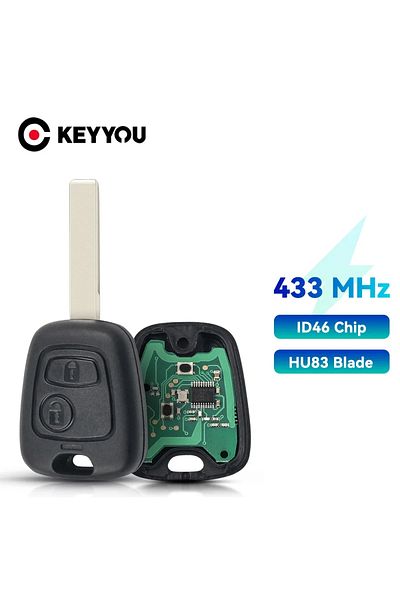KEYYOU HU83 Blade Car Remote Key 2 Buttons 433mhz ID46 For Peugeot 106 107 206 306 307 207 407 Partn