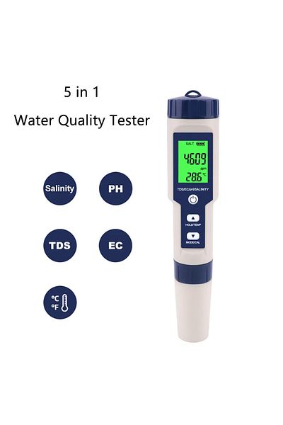 Choice 5 in 1 TDS/EC/PH/Salinity/Temperature Meter Digital Water Quality Monitor Tester for Pools, Drink...