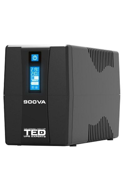 TED Electric UPS With Management, 2x Schuko Output, Stabilizer And Lcd Display, 900va / 500w,