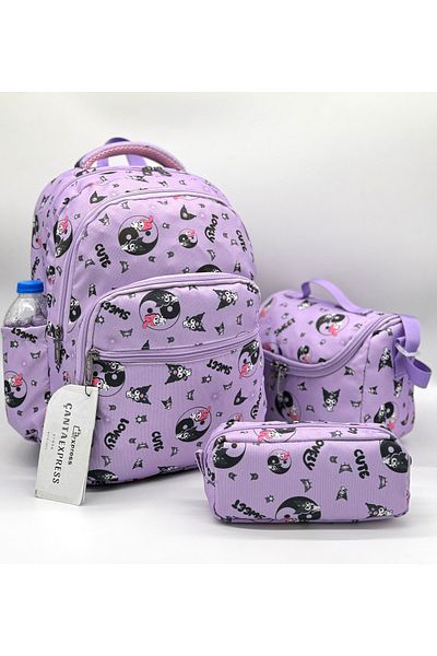 Bevitton Endless Lilac Character Patterned Pen Holder Nutrition Girl's Primary School Bag Set First School Bag