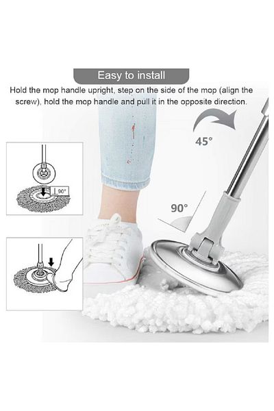 OEM Set of 3 mop heads, Microfiber, 360 degrees, White