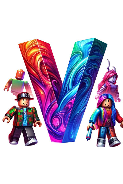 Ingift Sticker UV DTF ROBLOX litera V, inaltime 8 cm