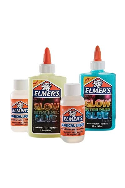 rexa مجموعة سلايم مضيئة في الظلام من 4 قطع - متعة إبداعية للأطفال (متعددة الأ...