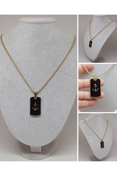 Yasamtohumu Men's Steel Necklace with Anchor Detail (56080)