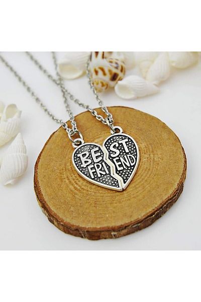 REDz Accessories Friendship Necklaces, Vintage Style, Symbolic Heart, Best Friend, Pair Jewelry, Black