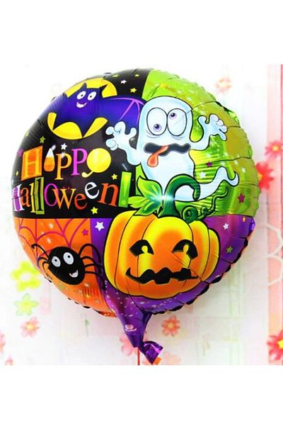 ALFA AKSESUAR 03 Halloween Spider Pumpkin Foil Balloon 18 inch