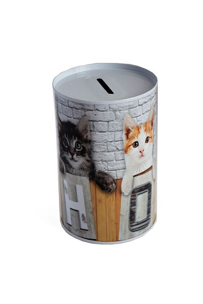 PUFO Pușculiță decorativă metalică Kitty Home, 12 x 8 cm