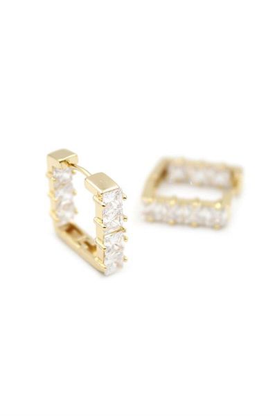 Rasanet Square Jewelled Earrings - Gold