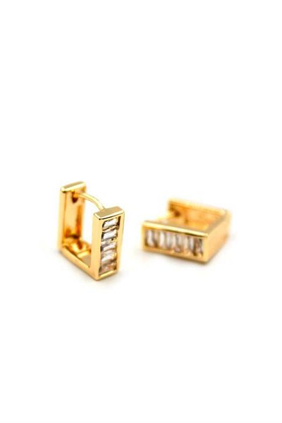 Rasanet Baguette Stone Earrings - Gold